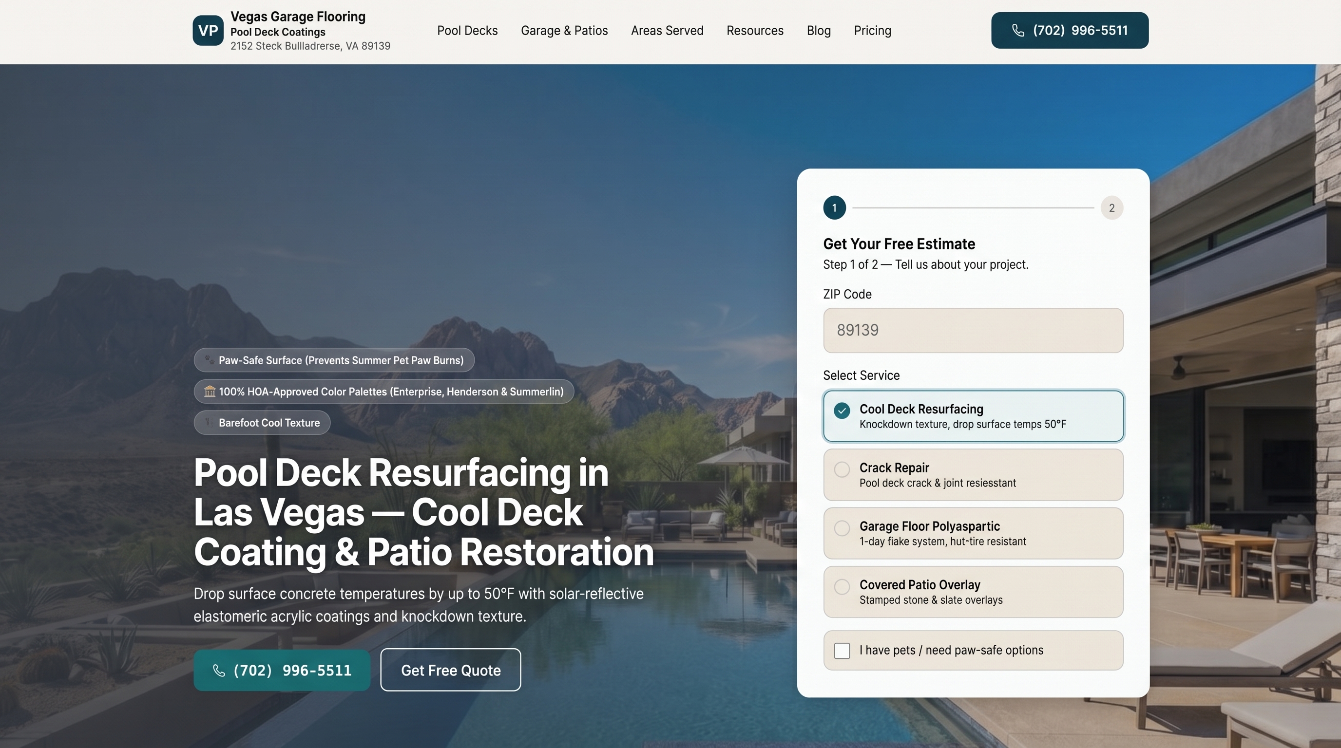 Vegas Garage Flooring — pool deck coating site and estimate engine