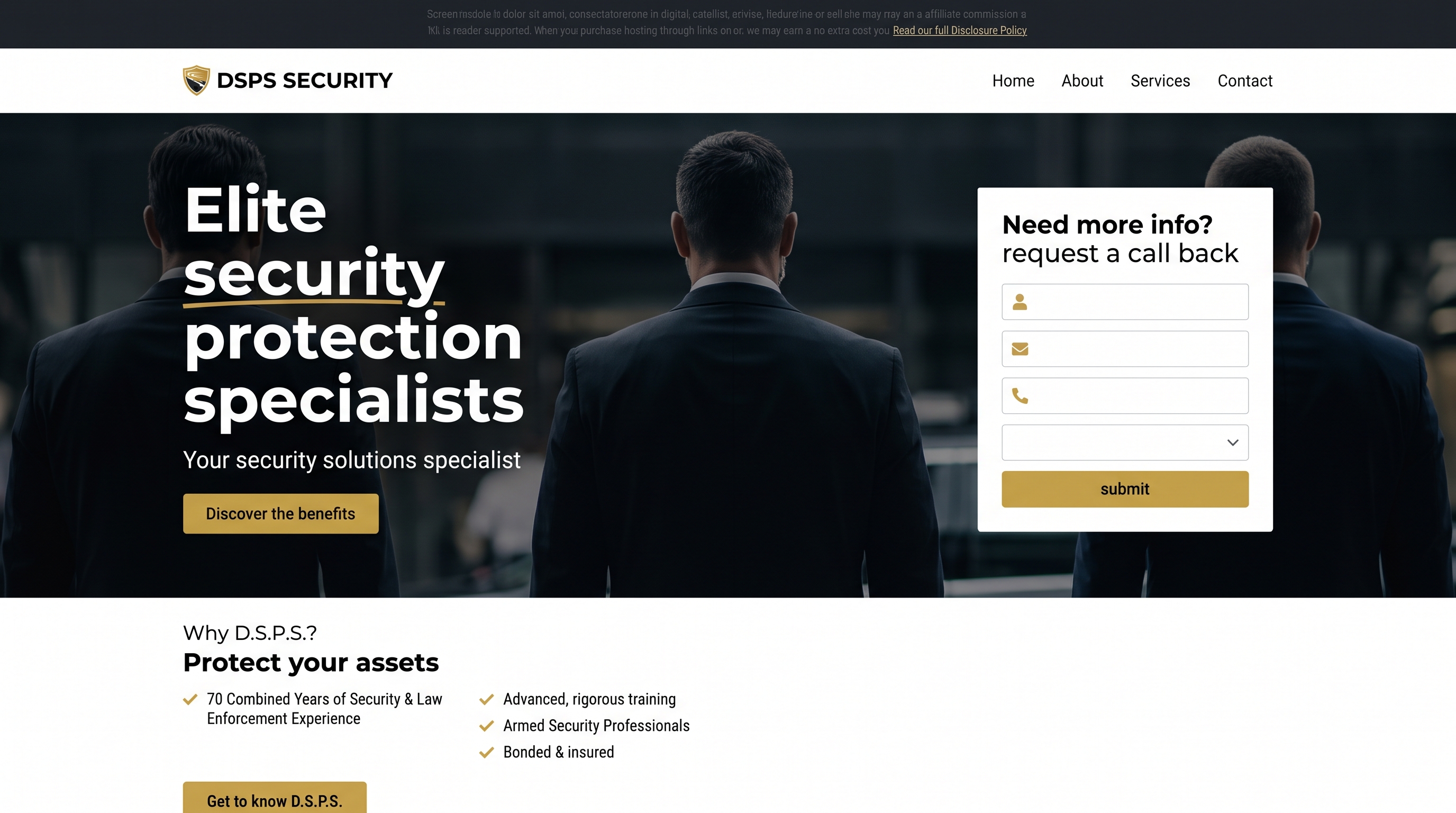 DSPS Security — elite protection site and automated intake