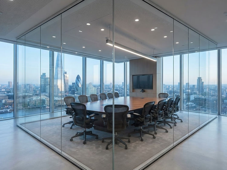 Modern glass-walled boardroom