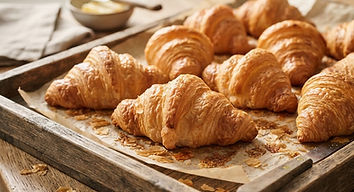 Croissants pur beurre dorés sur un papier cuisson