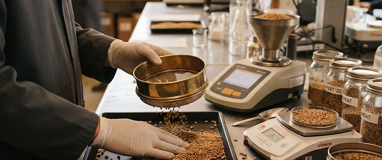 Agricultural quality-control inspection of grain samples against export parameters