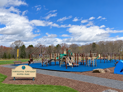 Tobyhanna Township Keiper Park sign in front of the large playground