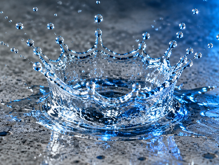 Water droplet impacting a clean concrete surface