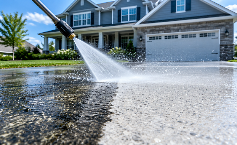Driveway pressure washing