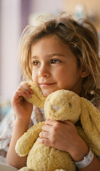 A child holding a soft yellow plush bunny