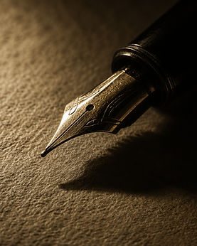 Fountain pen nib on heavy paper