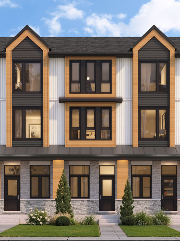 Artist's concept rendering showing the townhouse elevations at Royal Ridge