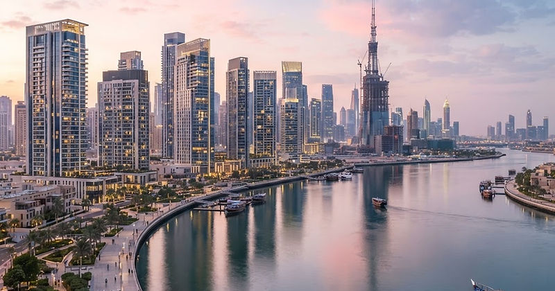 Nieruchomości Dubai Creek Harbour — nowe wieże nad zatoką kreek o świcie