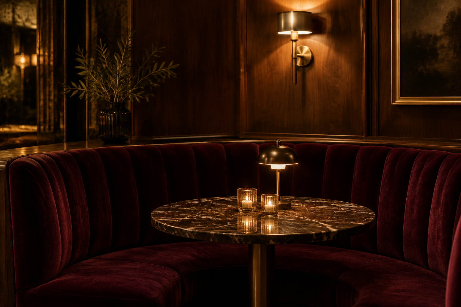Illustrative depiction of an intimate private lounge