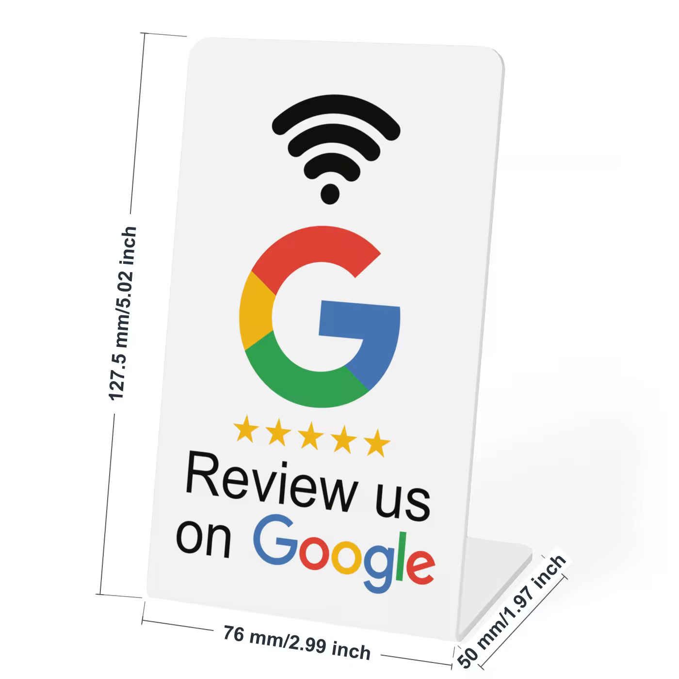 White Google review counter stand