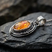Collar de plata con ópalo de fuego