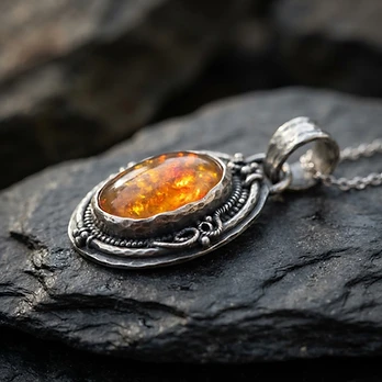 Collar de plata con ópalo de fuego