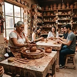 Taller de alfarería purépecha en Tzintzuntzan