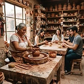 Taller de alfarería purépecha en Tzintzuntzan