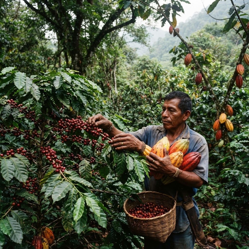 Cafetal y cacaotal en el Soconusco, Chiapas
