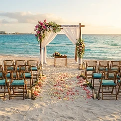 Boda frente al mar con coordinación completa