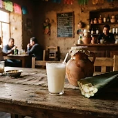 Pulque blanco y curado de maguey tlaxcalteca