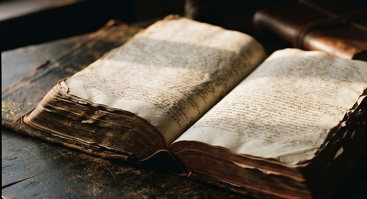 An open Bible in warm morning light