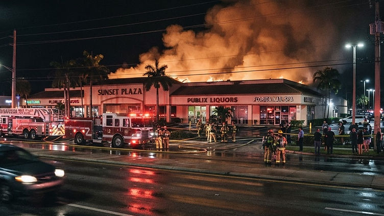 Commercial building fire response in St. Augustine Florida - overnight fire watch for EV charging and electrical fire risks
