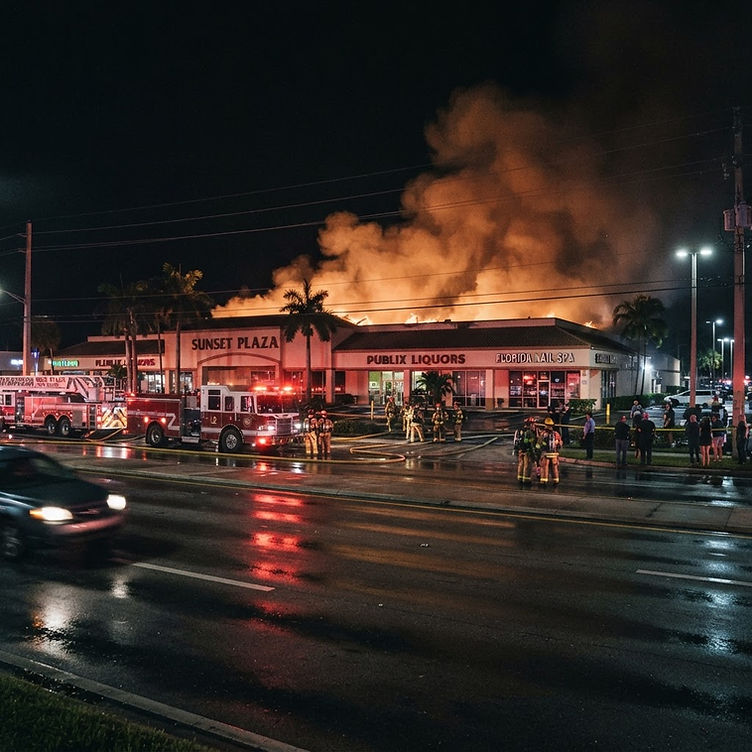 Commercial building fire response in St. Augustine Florida - overnight fire watch for EV charging and electrical fire risks