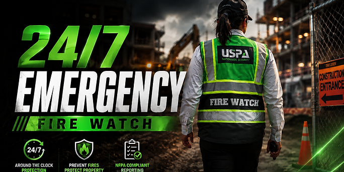 24/7 emergency fire watch service with NFPA compliant reporting by USPA Nationwide Security