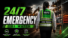 24/7 hot work fire watch guard stationed at an active construction site