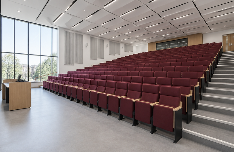 Newly installed raked seating in a university lecture theatre