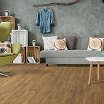 Piso laminado Eucafloor Linha Gran Elegance Click, cor Carvalho Ouro, aplicado em ambiente