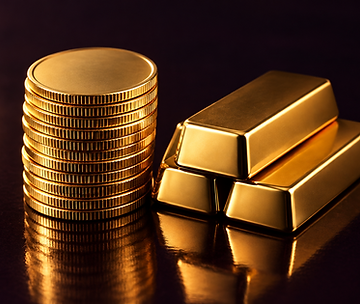 Goldmünzen und Goldbarren