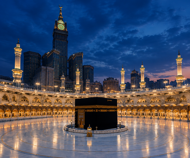 The Grand Mosque of Makkah at blue hour