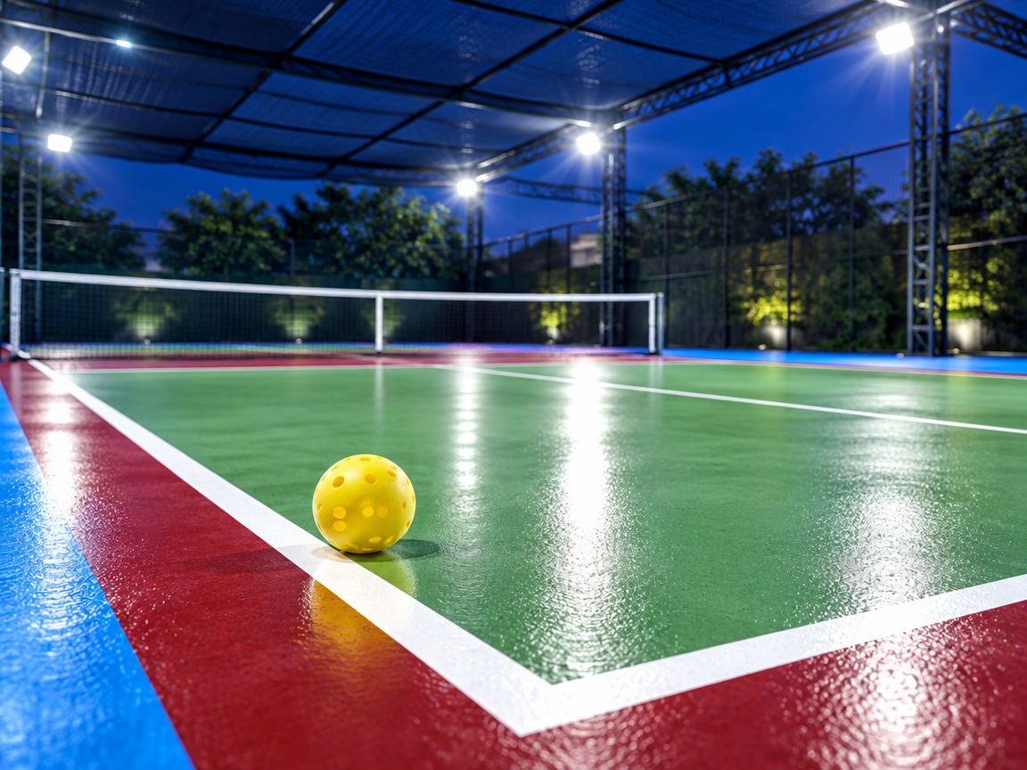 Court surface detail with pickup ball