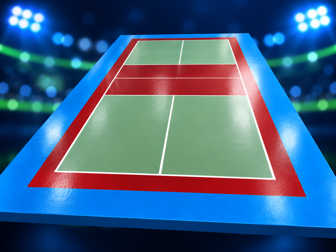 Overhead view of the courts