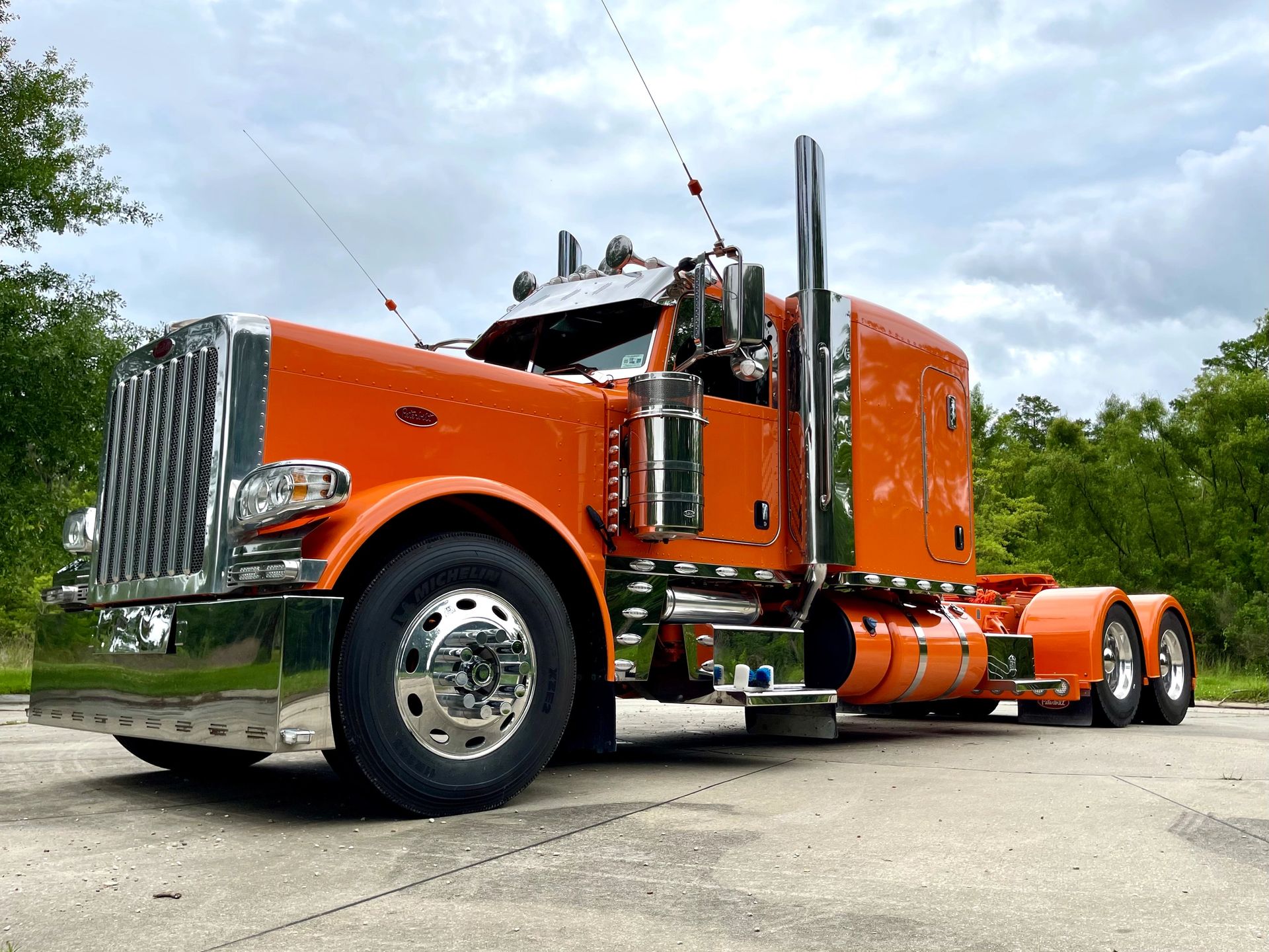 Orange Peterbilt previously purchased and sold by EF Truck Sales