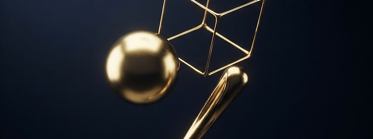 Abstract gold geometry in a dark void, representing precision applied to emerging technology