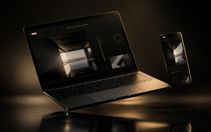 Mockup premium: website de lux afișat pe laptop și telefon