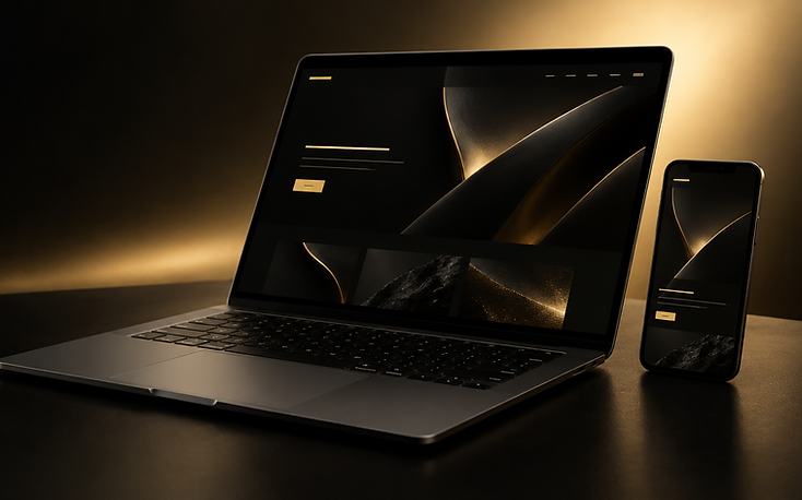 Mockup premium: același website afișat pe laptop și pe telefon