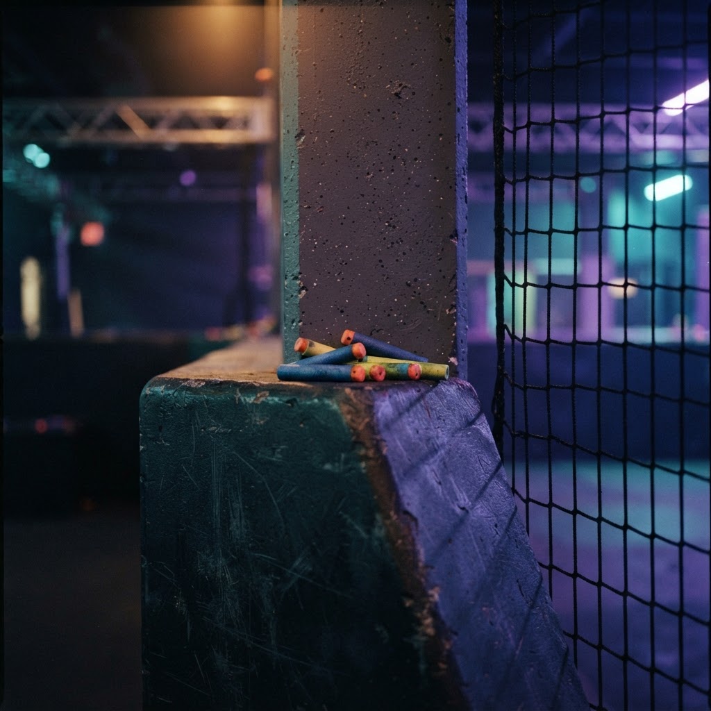 Foam blasters lined up at the ready