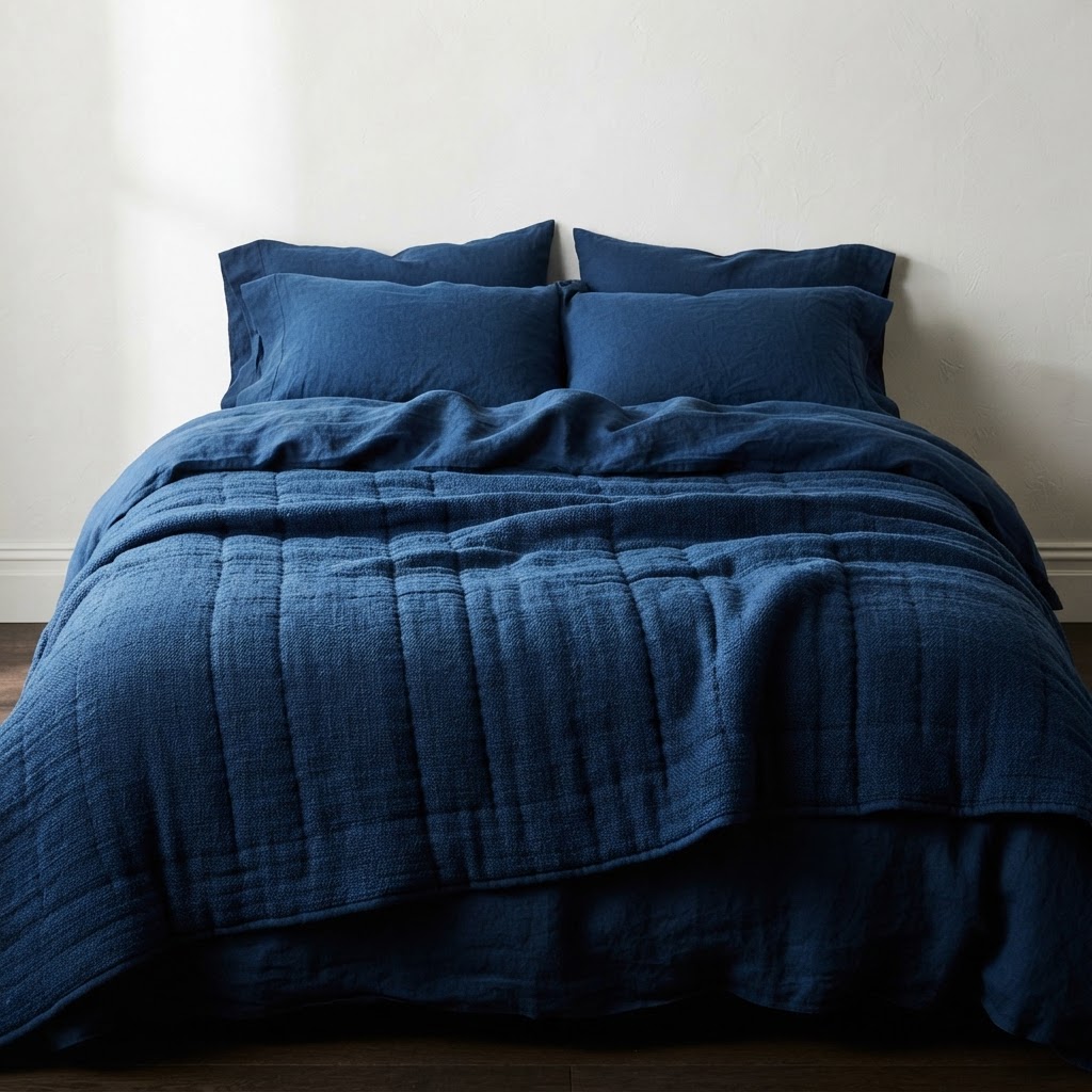 A restful bed with a weighted blanket