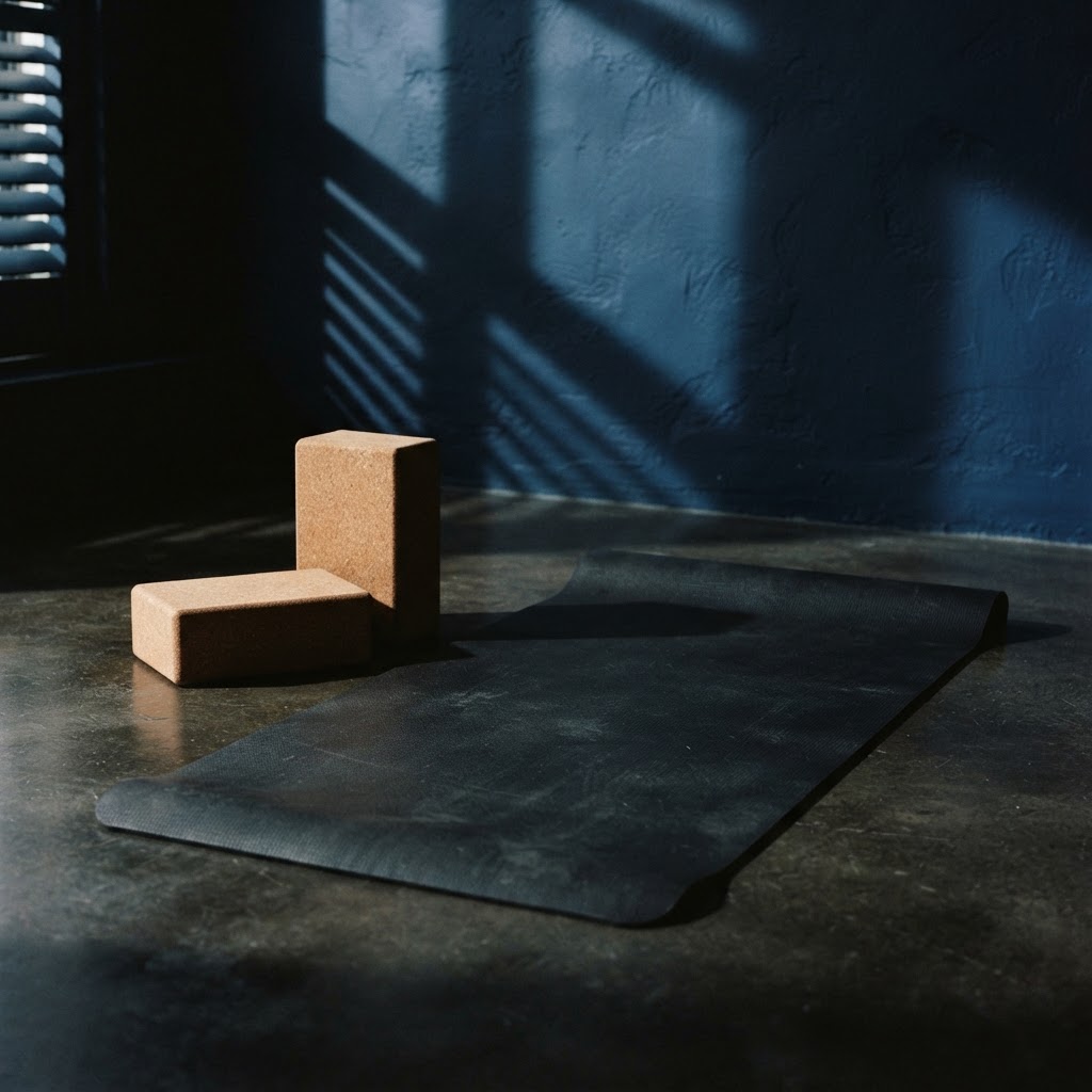 A minimal home yoga space