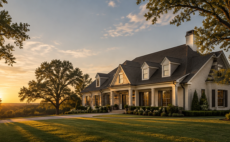 Completed Kentucky home exterior with a new roof and gutters