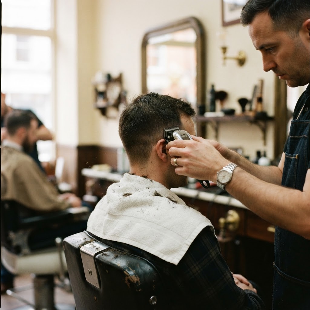 Illustrative image of clipper work along the back and sides of a fresh cut