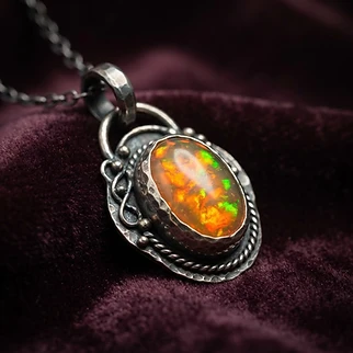 Ópalo mexicano engarzado en plata .925
