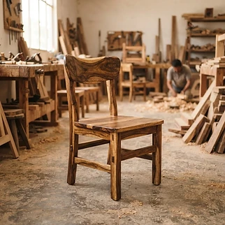 Juego de comedor en madera de parota