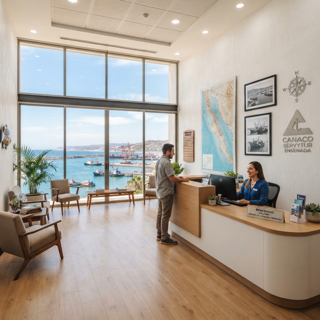 Recepción de las oficinas de ENSENADA CANACO SERVYTUR