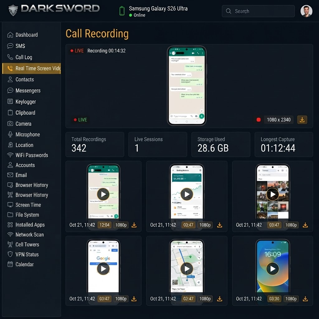 Dark Sword C2 Real Time Screen Video Dashboard