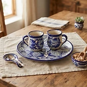 Juego de tazas de talavera de Dolores Hidalgo
