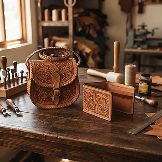 Cartera de piel repujada