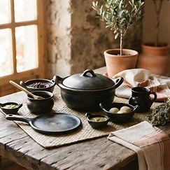Juego de cazuelas de barro de Tlayacapan
