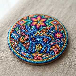 Cuadro de chaquira wixárika (arte huichol)