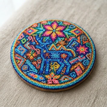 Cuadro de chaquira wixárika (arte huichol)